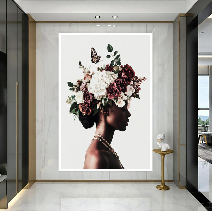 Elegant feminine portrait canvas painting for living room