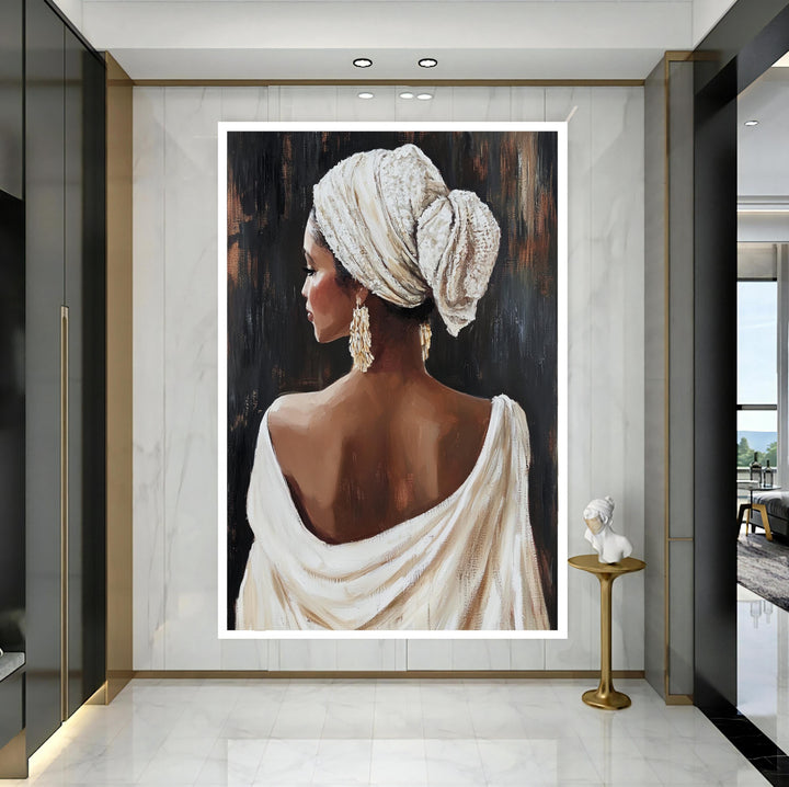 Framed canvas wall art displayed in a sleek contemporary space