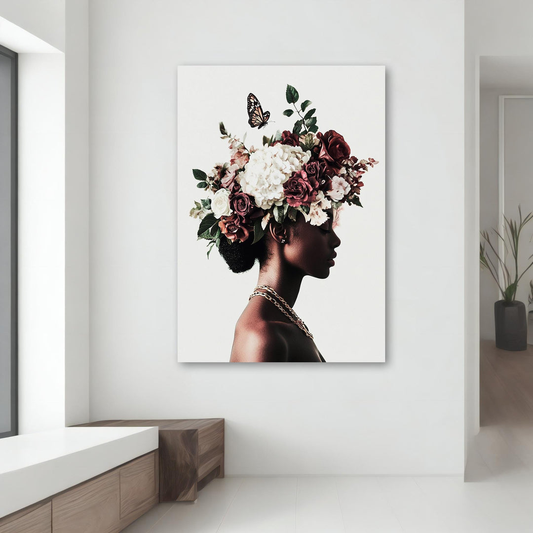 Gallery-wrapped floral crown artwork on premium canvas