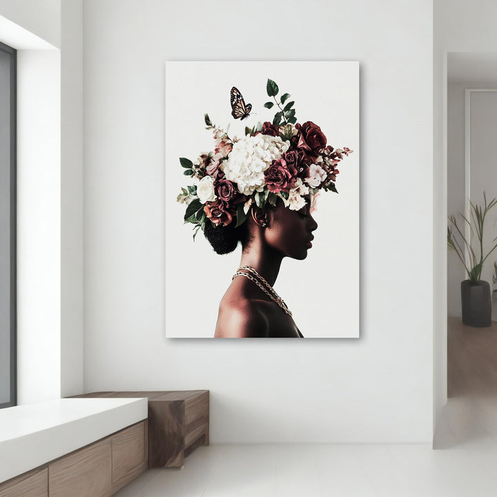 Gallery-wrapped floral crown artwork on premium canvas