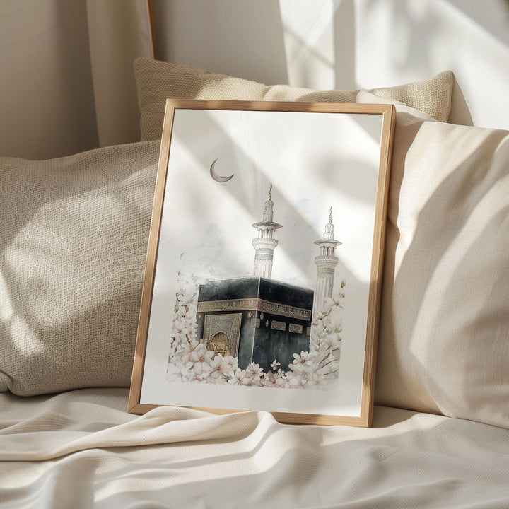 Close-up of ornate Islamic calligraphy on wall art print