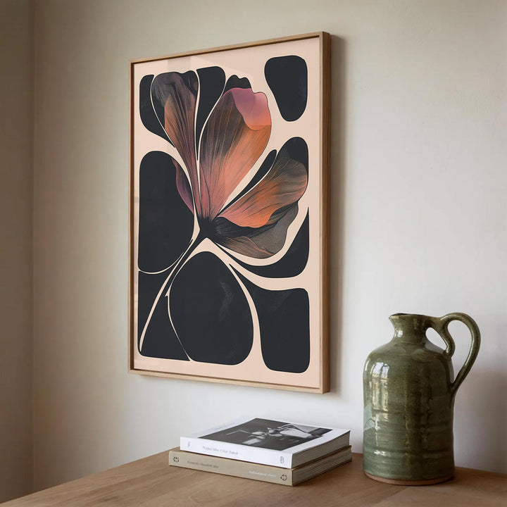 Abstract botanical art print 2 showcasing mid-century palette for living room
