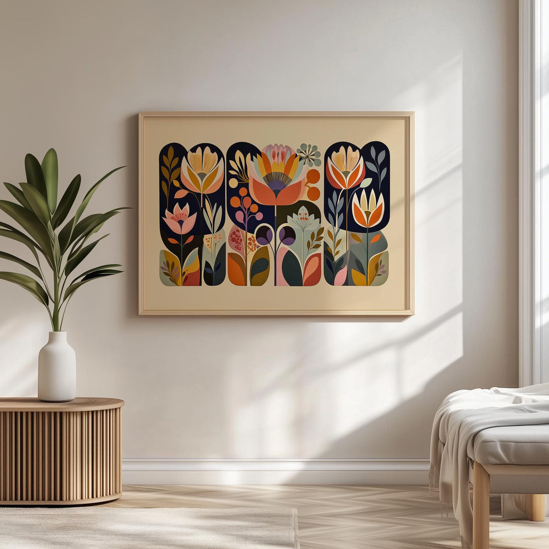 Floral mid-century wall decor for living spaces and bedrooms