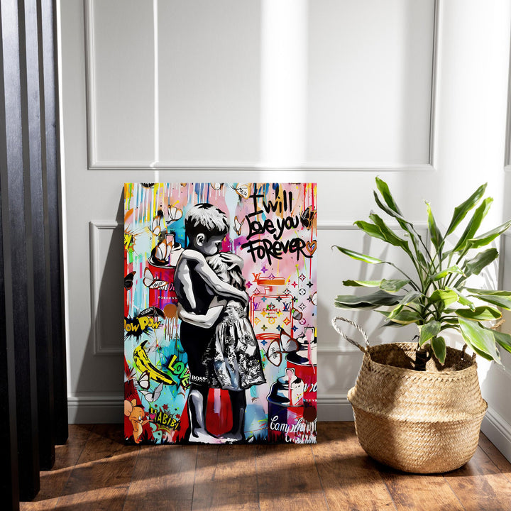 Premium art print on matte paper showcasing a tender hug scene