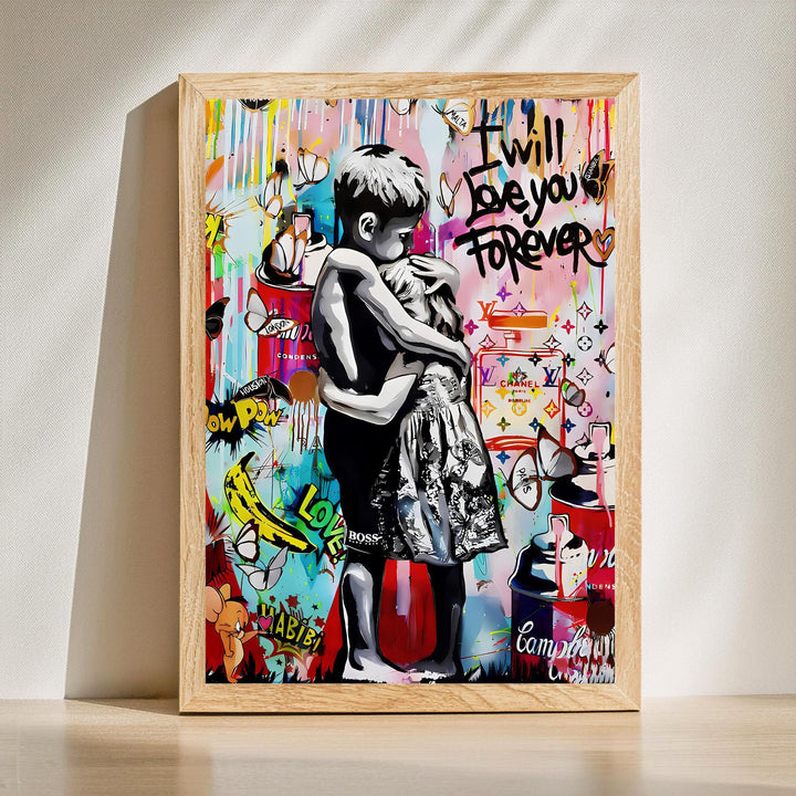 Contemporary Banksy-inspired art print, ideal as focal wall art