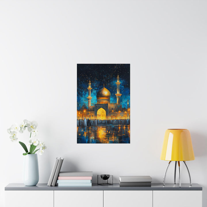 Versatile wall art: Imam Hussein Shrine oil painting for hall or study