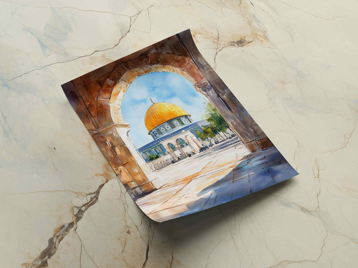Abstract Islamic Art wall poster with gentle watercolor wash