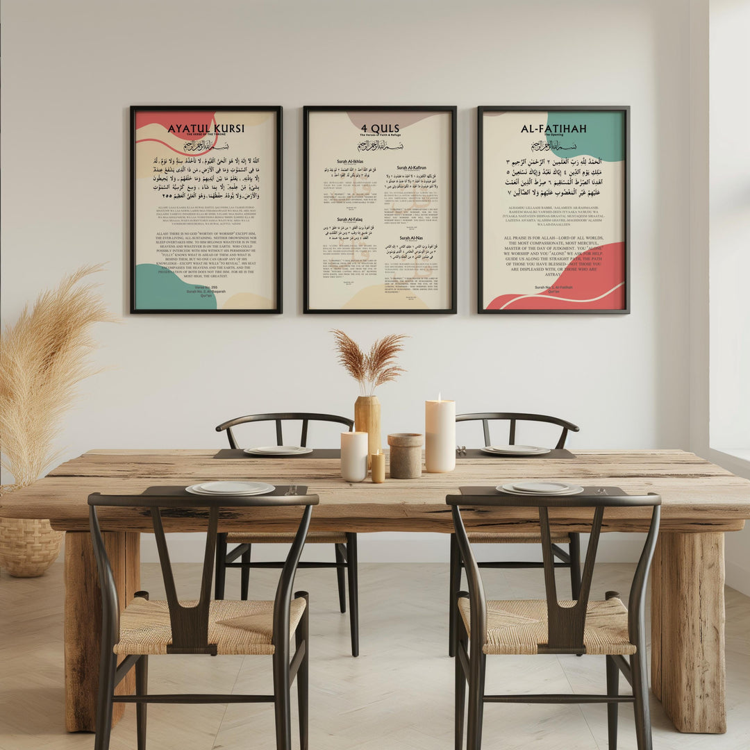 Ayatul Kursi, 4 Quls & Al-Fatiha Set – Boho Colorful