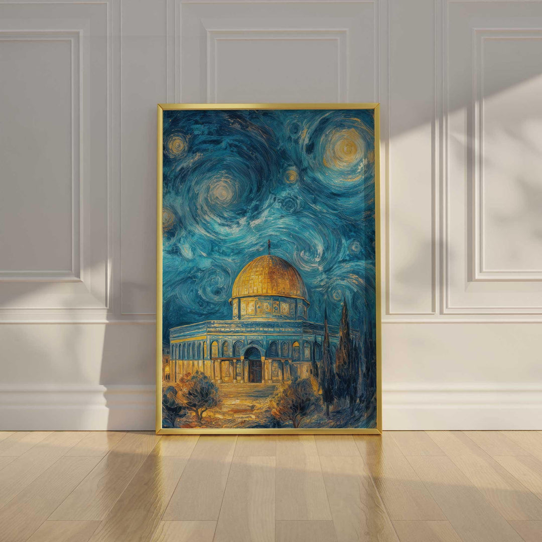 Starry Night over the Dome of the Rock Jerusalem canvas print, close view