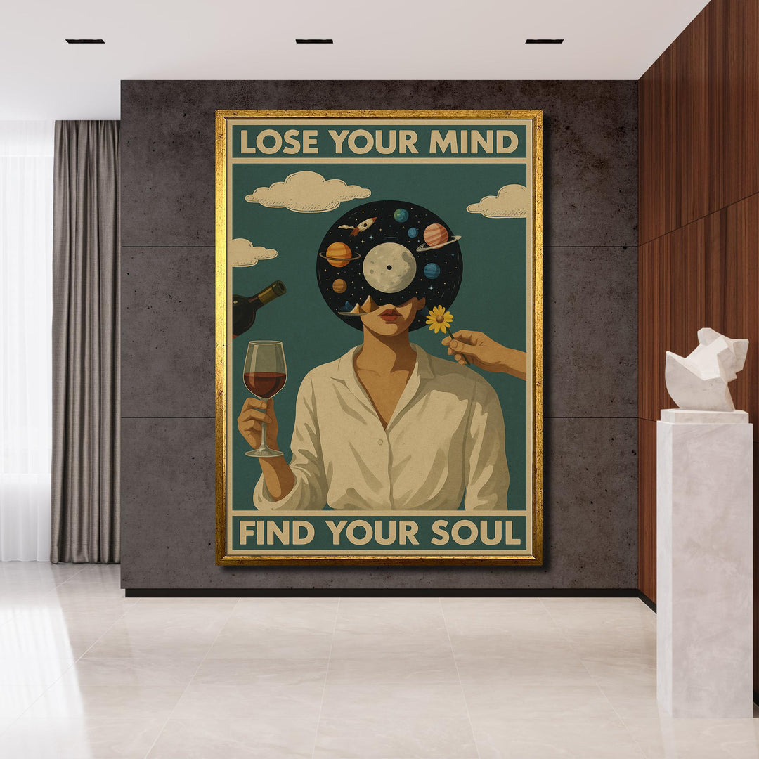 retro psychedelic portrait canvas with cosmic hues