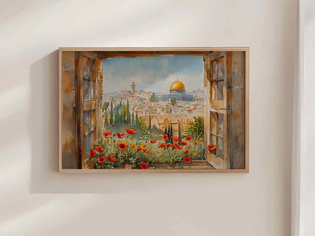 Palestine-inspired wall decor featuring a sacred Islamic landmark