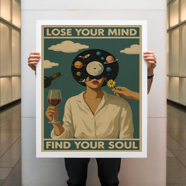 mindful cosmic head artwork on premium stretched canvas