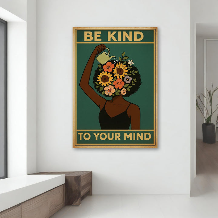 Decor style shot showing canvas above a desk in a calm workspace