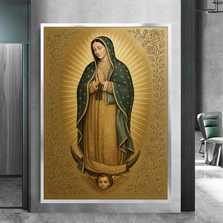 Sacred Virgin of Guadalupe canvas wall art for prayer room decor