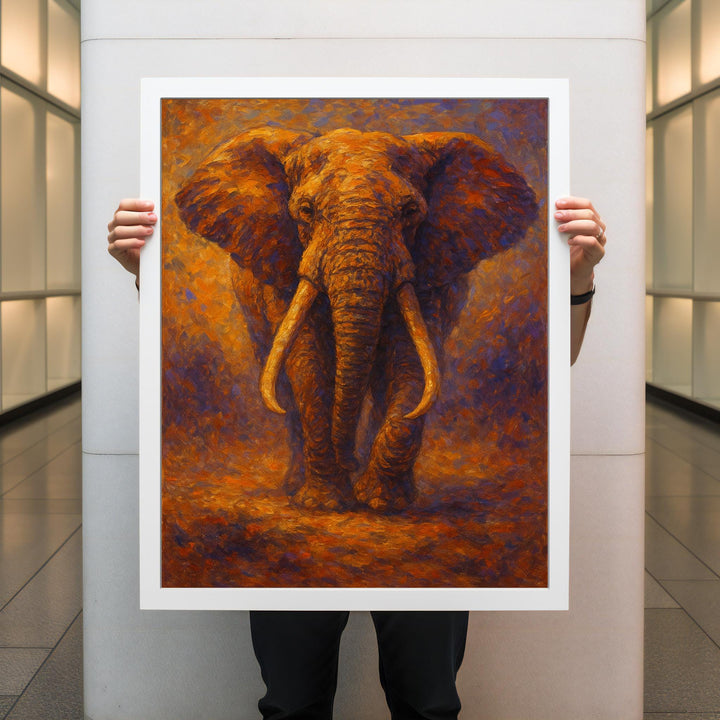 Ready-to-hang elephant wall art with bold background