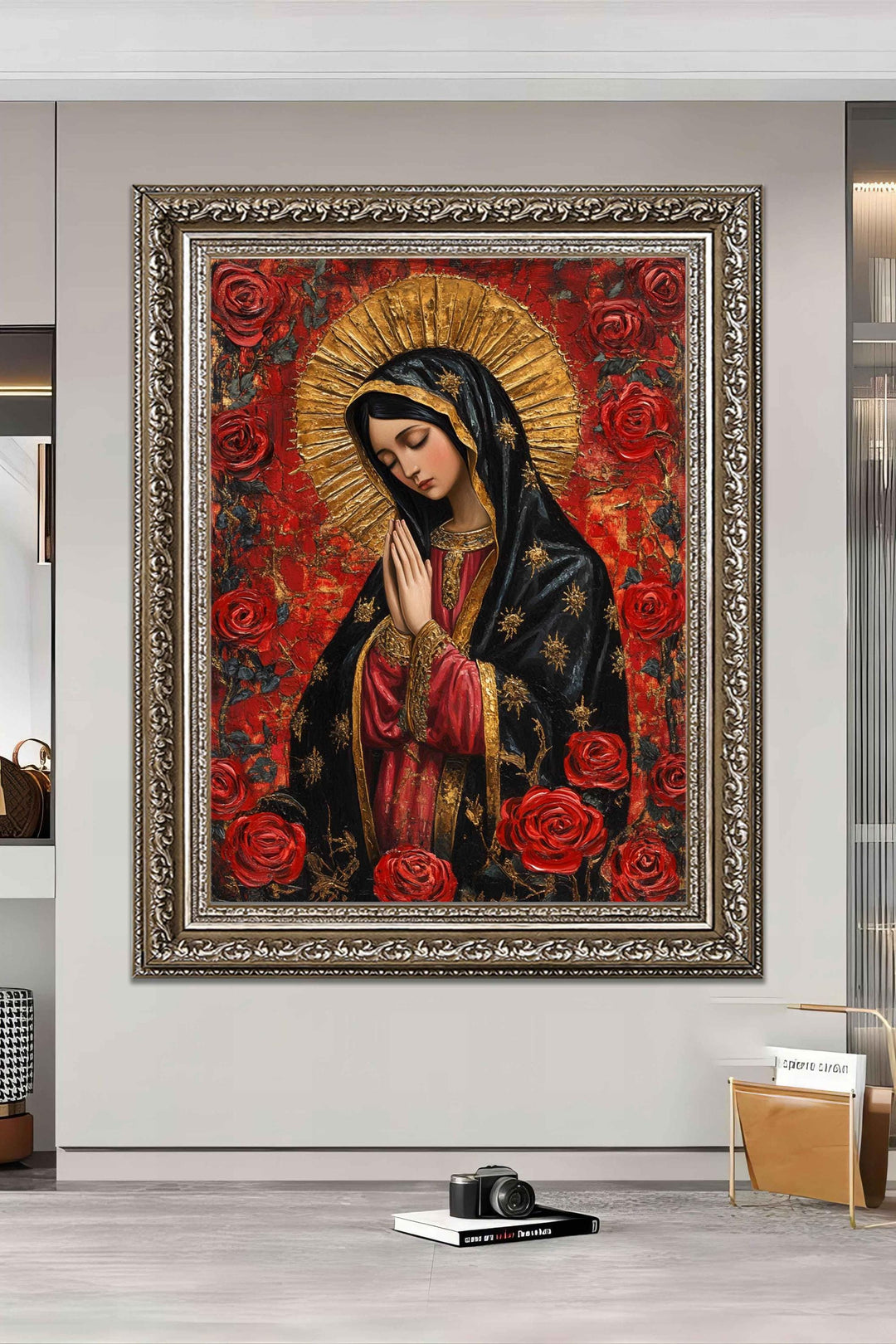 modern sacred artwork of mary for home or chapel decor