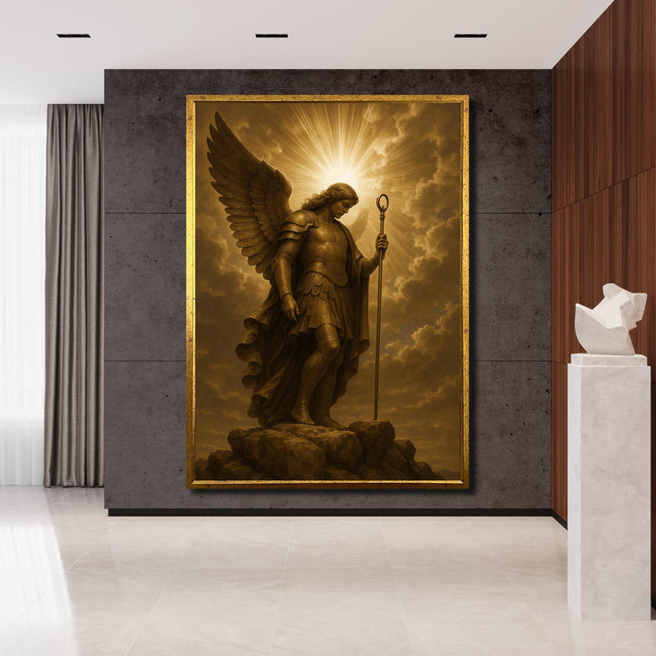 Ready-to-hang gallery canvas featuring Archangel Michael for spiritual decor