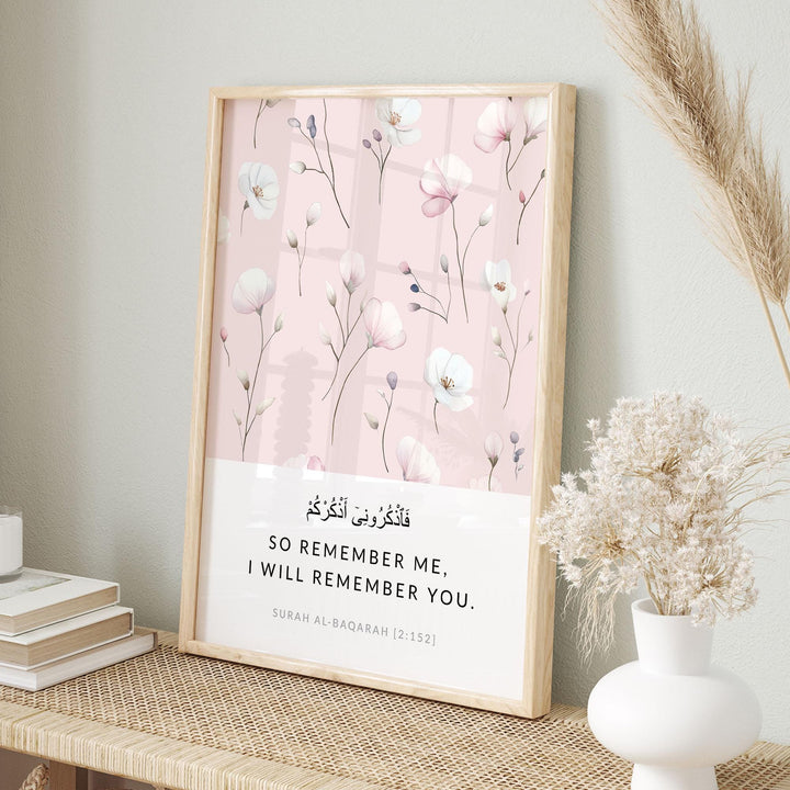 Center panel of Islamic wall art triptych showing coordinated sage green and pink typography