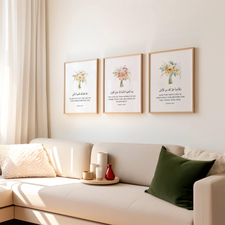 Close-up of Arabic calligraphy Quran verse on archival paper print