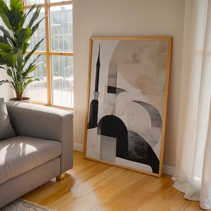 Lifestyle shot showing wall art in a modern living room
