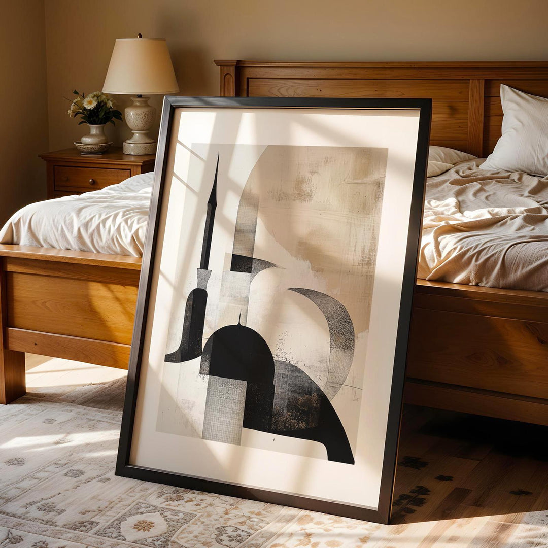 Matte finish abstract mosque print with geometric shapes