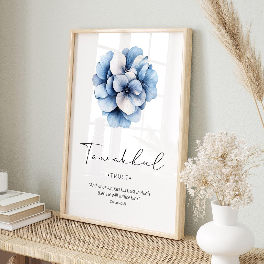Minimal Islamic art decor with navy blue typography