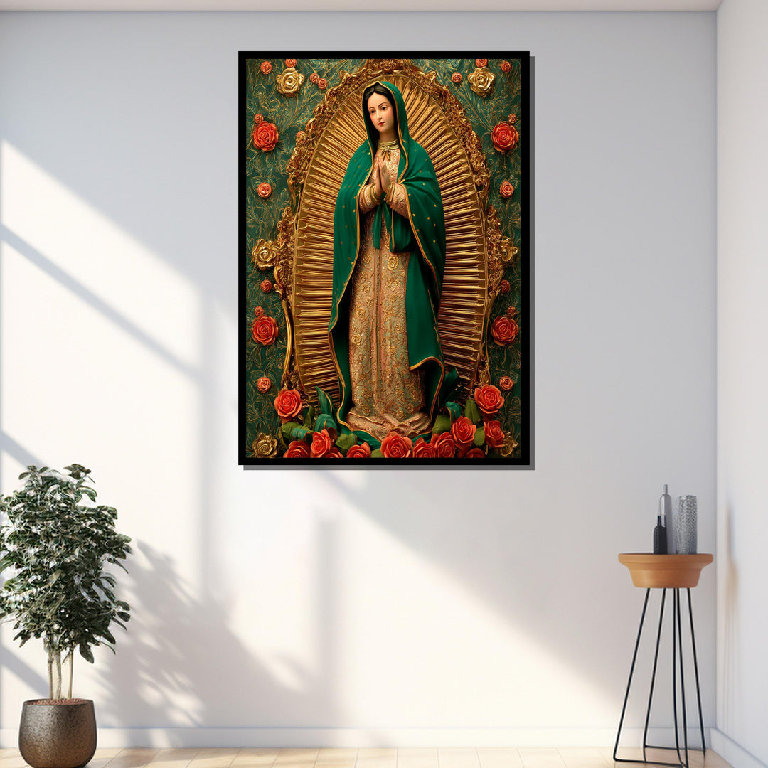 Religious wall art featuring Virgin of Guadalupe on premium canvas