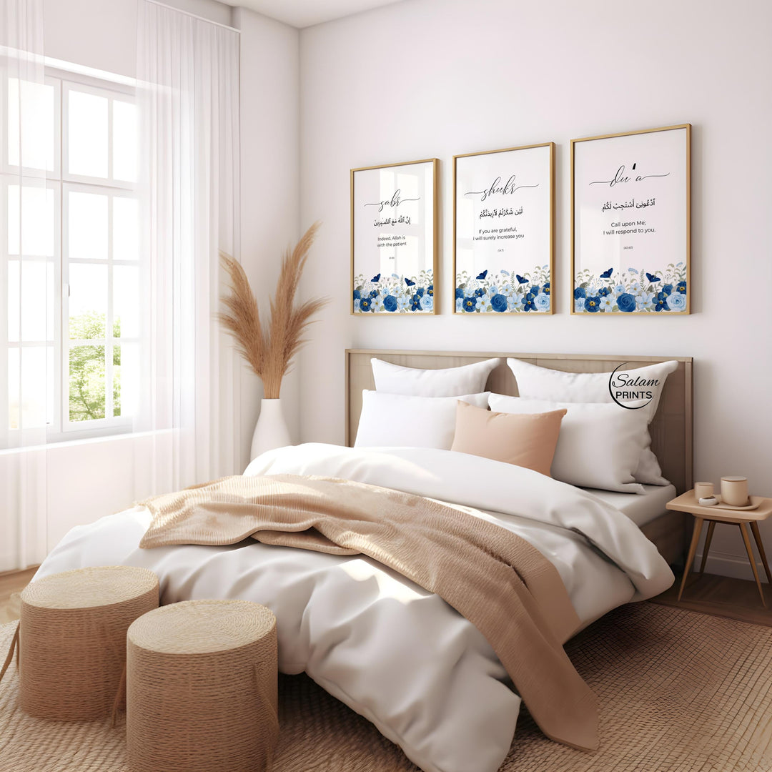 Mockup of unframed wall art triptych ready to hang