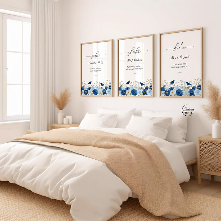 Minimalist modern Islamic wall art shown as a set