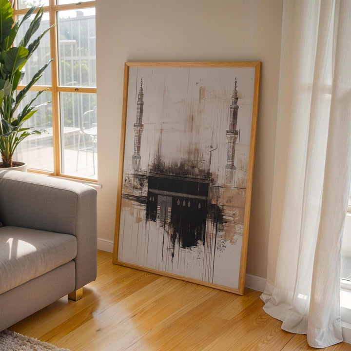 Nine-panel Islamic wall art set arranged for modern living room decor