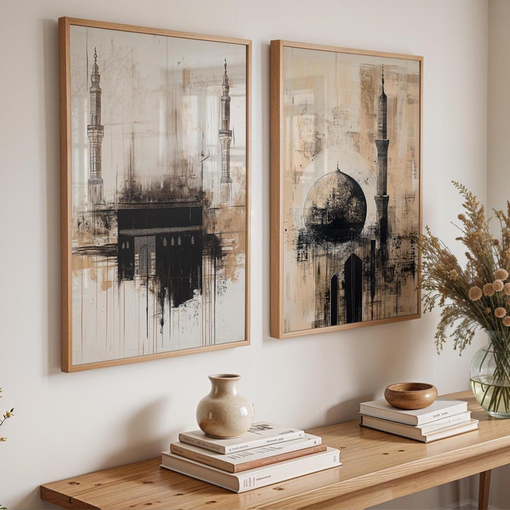 Masjid Nabawi-inspired panel with minimalist design elements