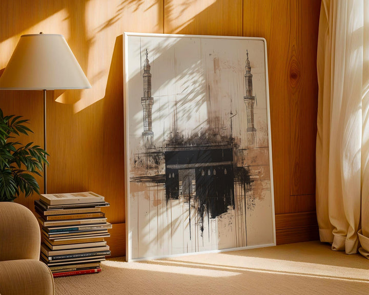 Cohesive Islamic wall art display showing Kaaba and Masjid Nabawi themes