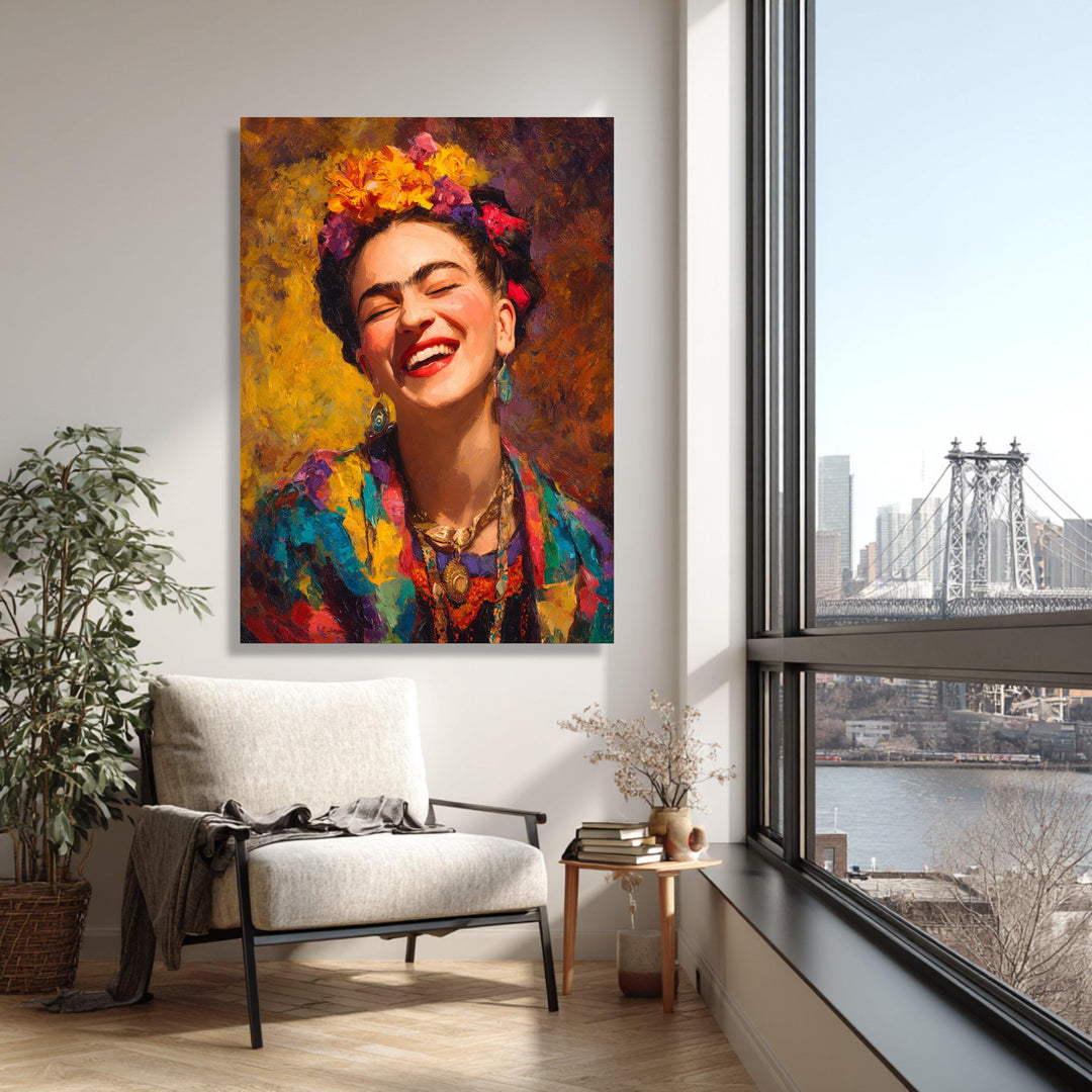 Gallery-ready Frida portrait canvas for living room or bedroom decor