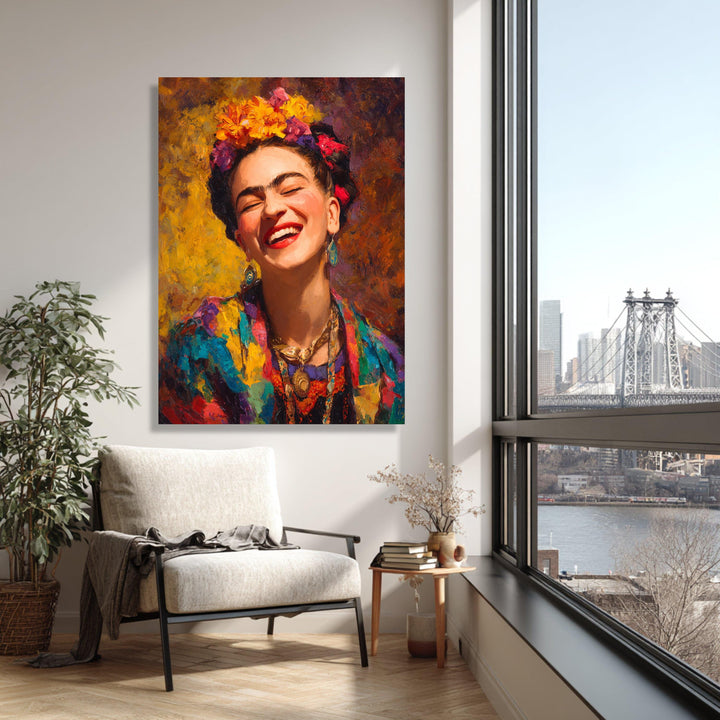 Gallery-ready Frida portrait canvas for living room or bedroom decor