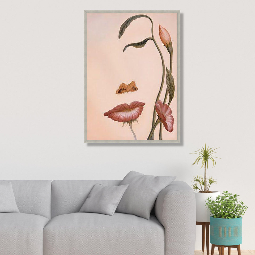Decorative floral canvas artwork in pink tones for home décor