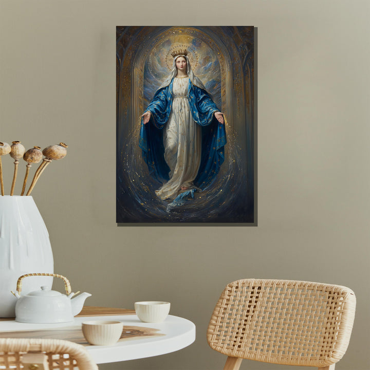 Virgin Mary Catholic decor canvas painting for devotion spaces