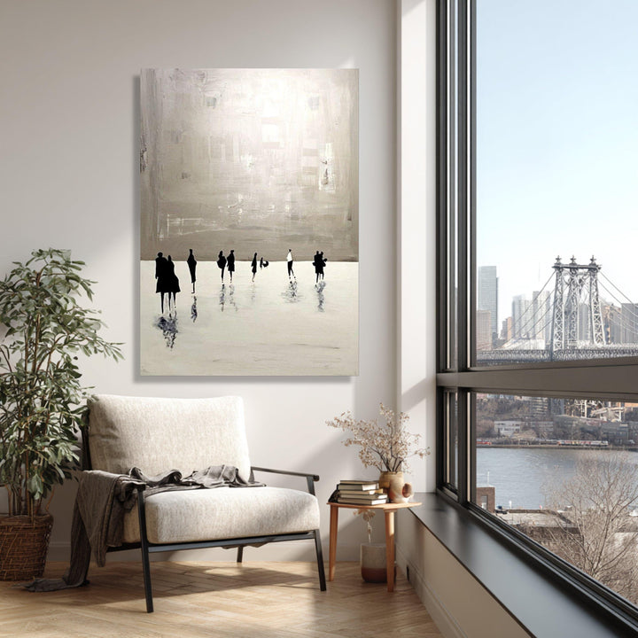 Elegant black and white canvas art with minimalist silhouettes for home decor