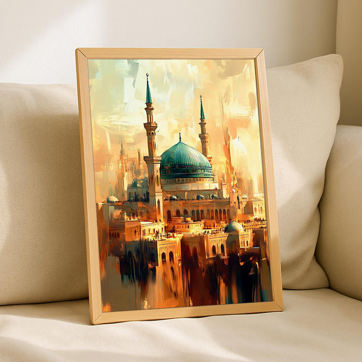 Premium canvas wall art depicting Al Masjid an Nabawi with architectural detail