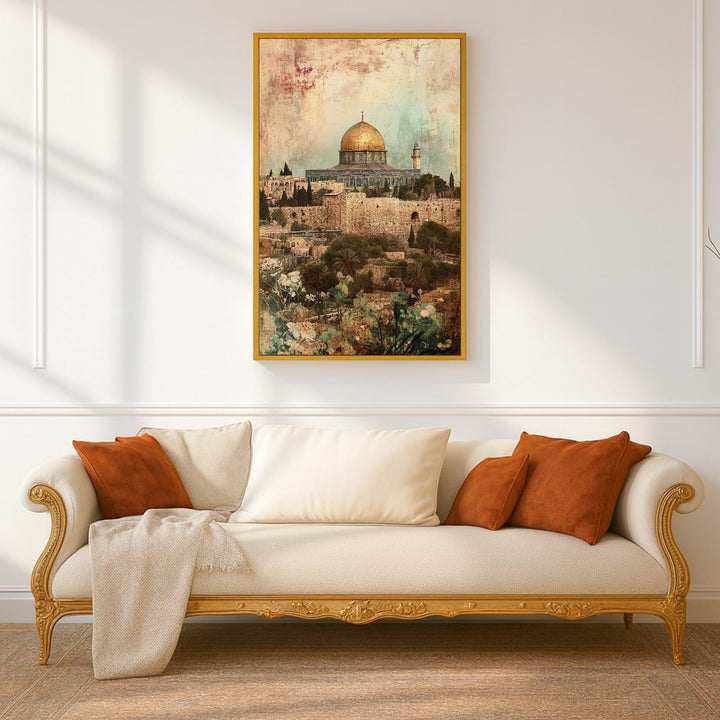 Jerusalem mosque facade detail with arches on wall art