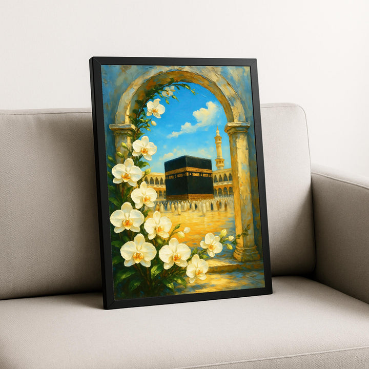 Unframed canvas wall art Kaaba arch Islamic motif