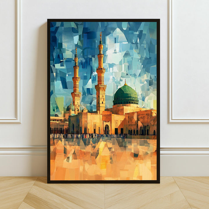 Masjid Al Nabawi oil painting wall art closeup of geometric mosque motif