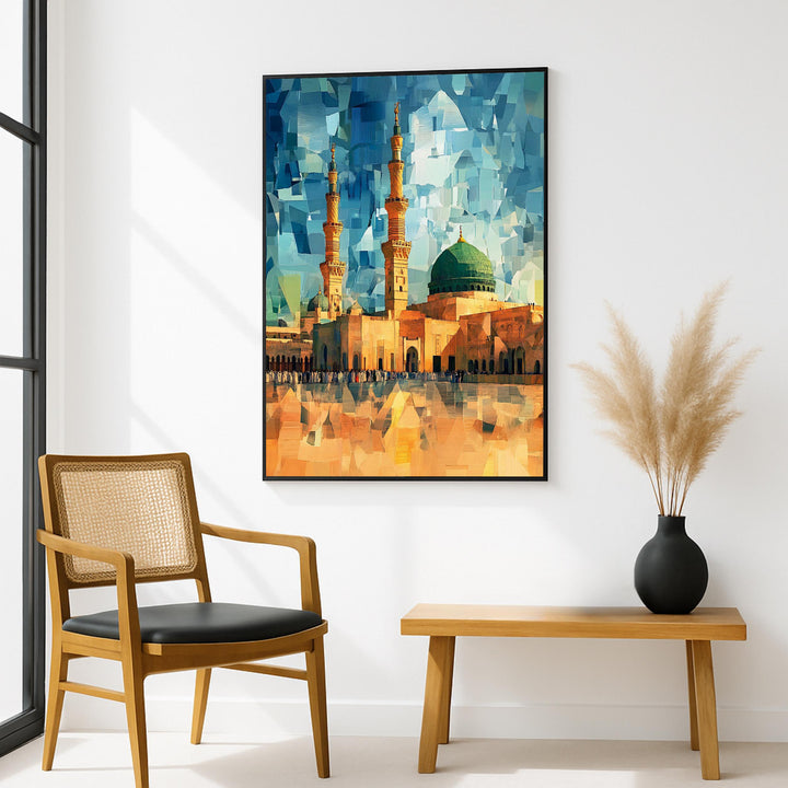 Medina mosque geometric art on premium canvas for home decor