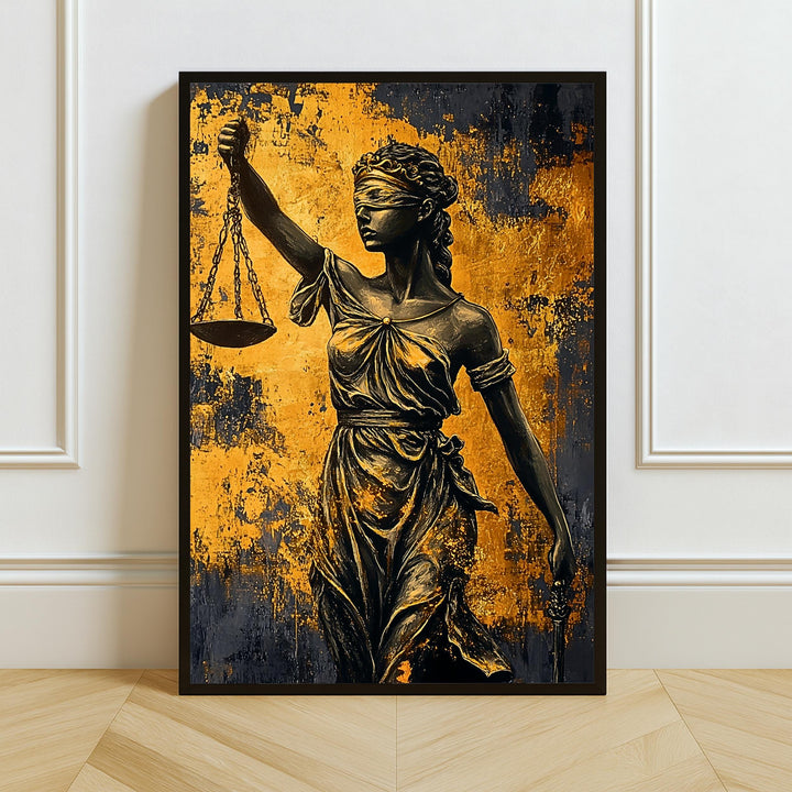 Lady Justice impasto art print close-up showing textured brushwork