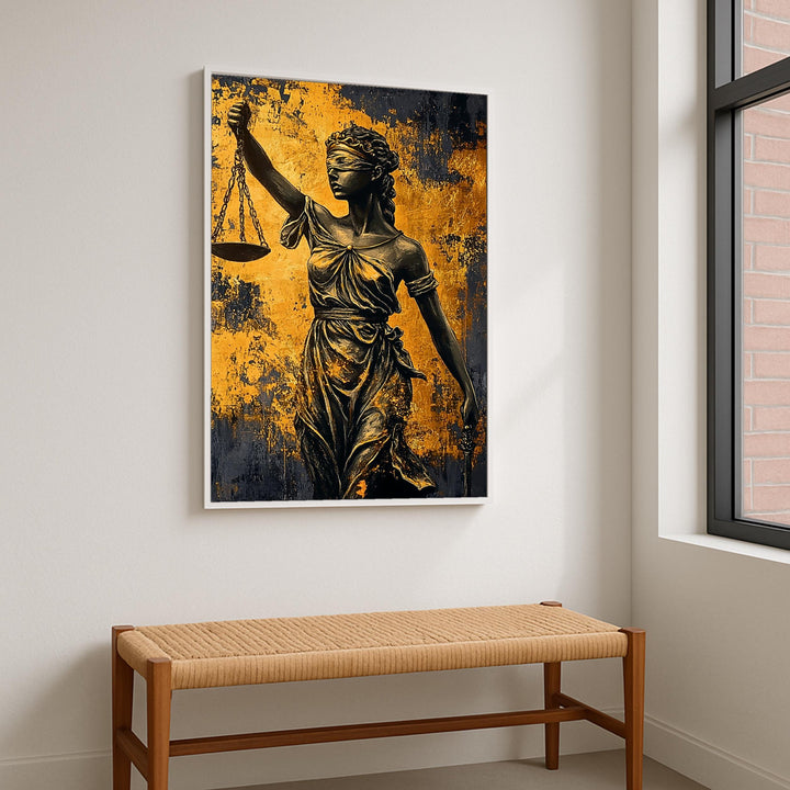 Office wall art: Lady Justice print with sculpted texture look