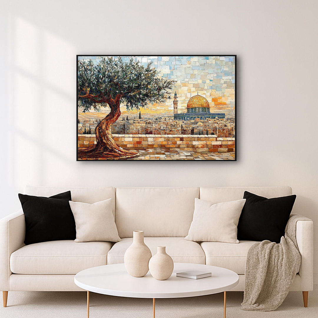 Close-up detail of warm abstract arches in Masjid Al Aqsa print