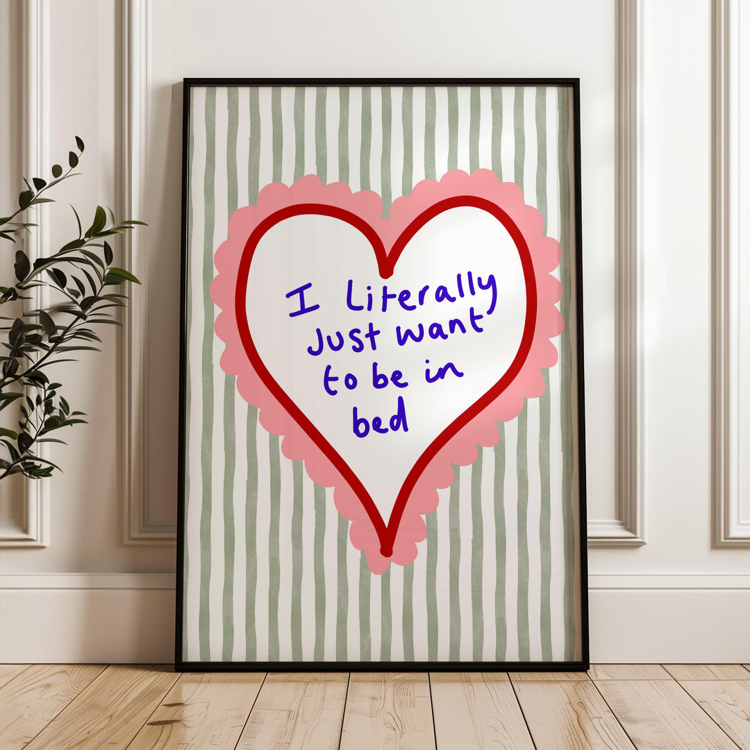 Retro quote wall art with bold type for bedroom decor