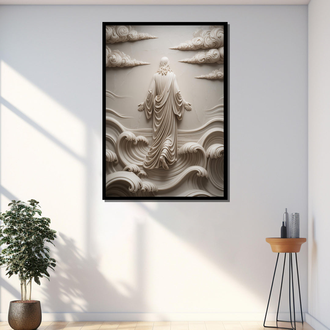 Christian faith wall decor canvas print warm beige