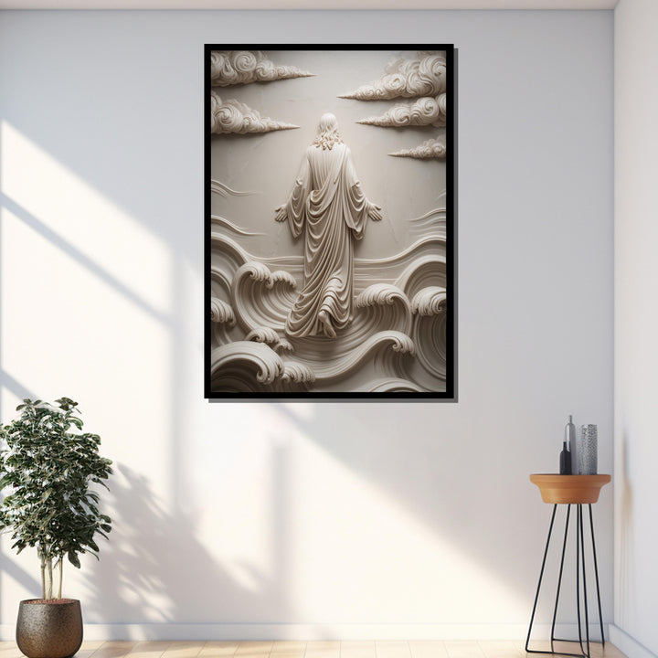Christian faith wall decor canvas print warm beige