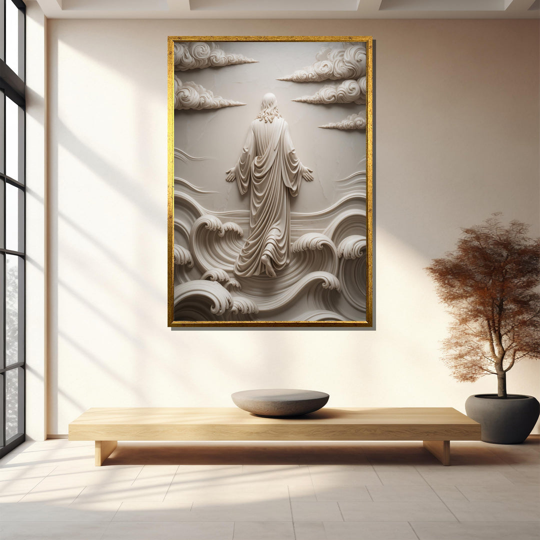 Beige tonal religious wall art canvas full display