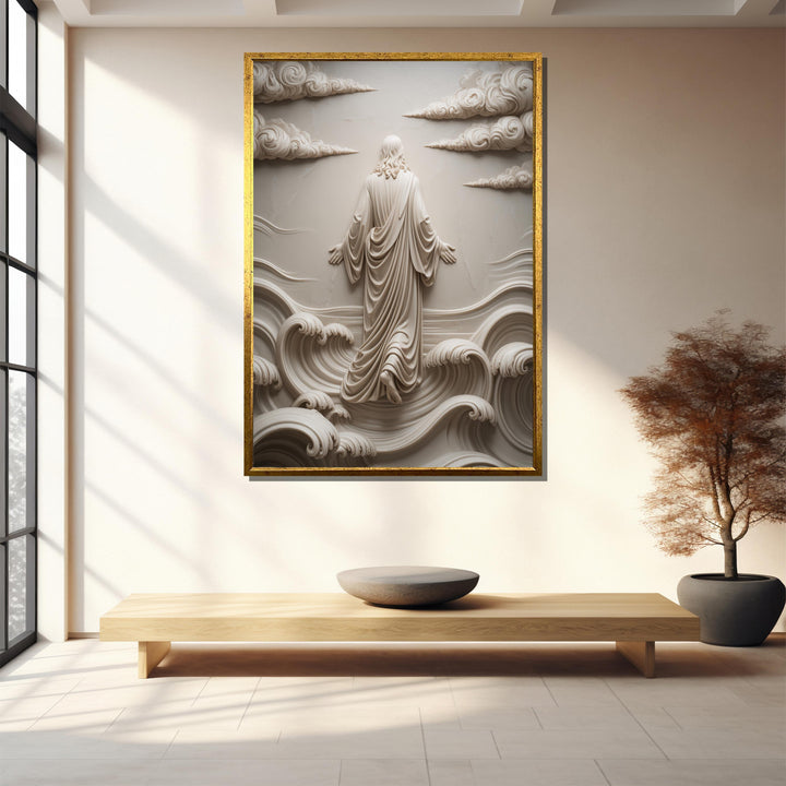Beige tonal religious wall art canvas full display